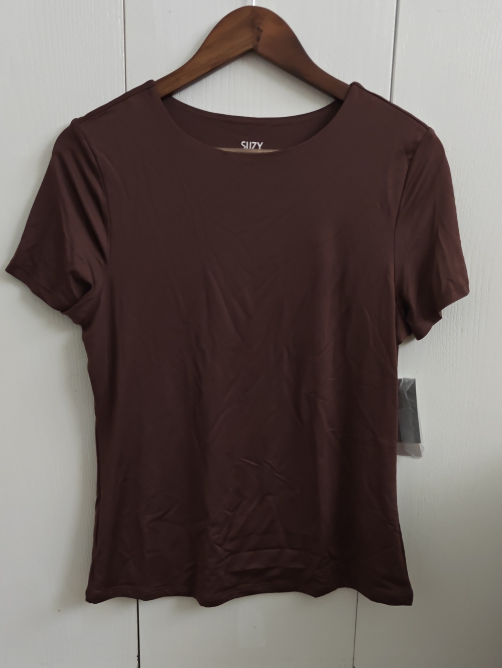 Suzy Short Sleeve Crewneck Top in Chocolate Brown